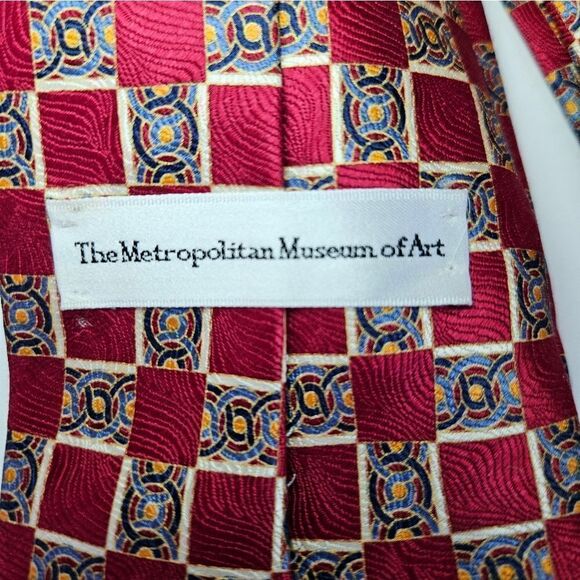 Set of 2 Vintage Metropolitan Museum of Art 100% Silk Neckties Nautical Boat Tie - Picture 5 of 8